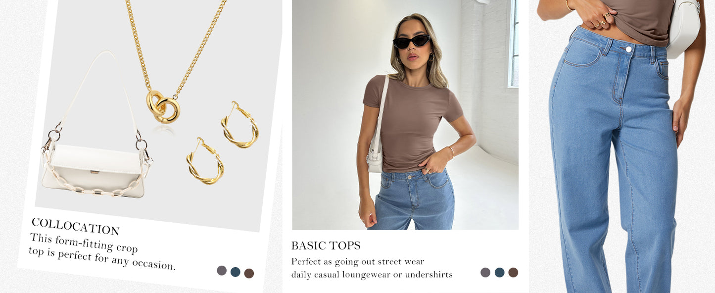 Women's Basic T Shirts - Summer Tops 2025 - Crop Short Sleeve Tee