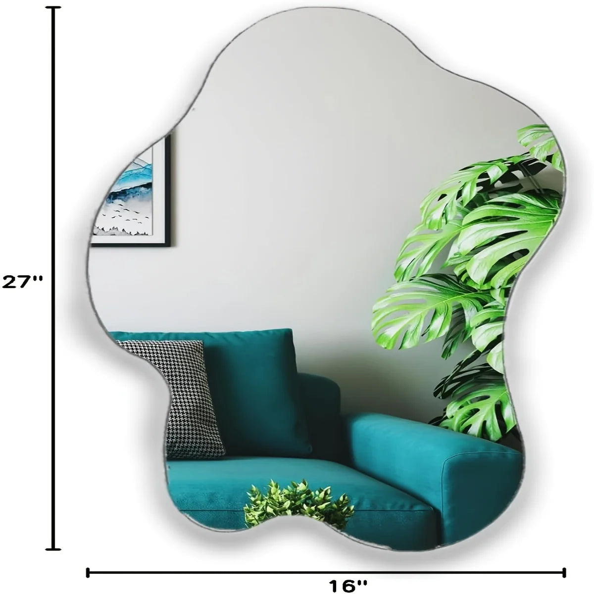 16''W x 27''H Irregular Mirror - Nordic Cloud Shape - Wall Mounted Mirror