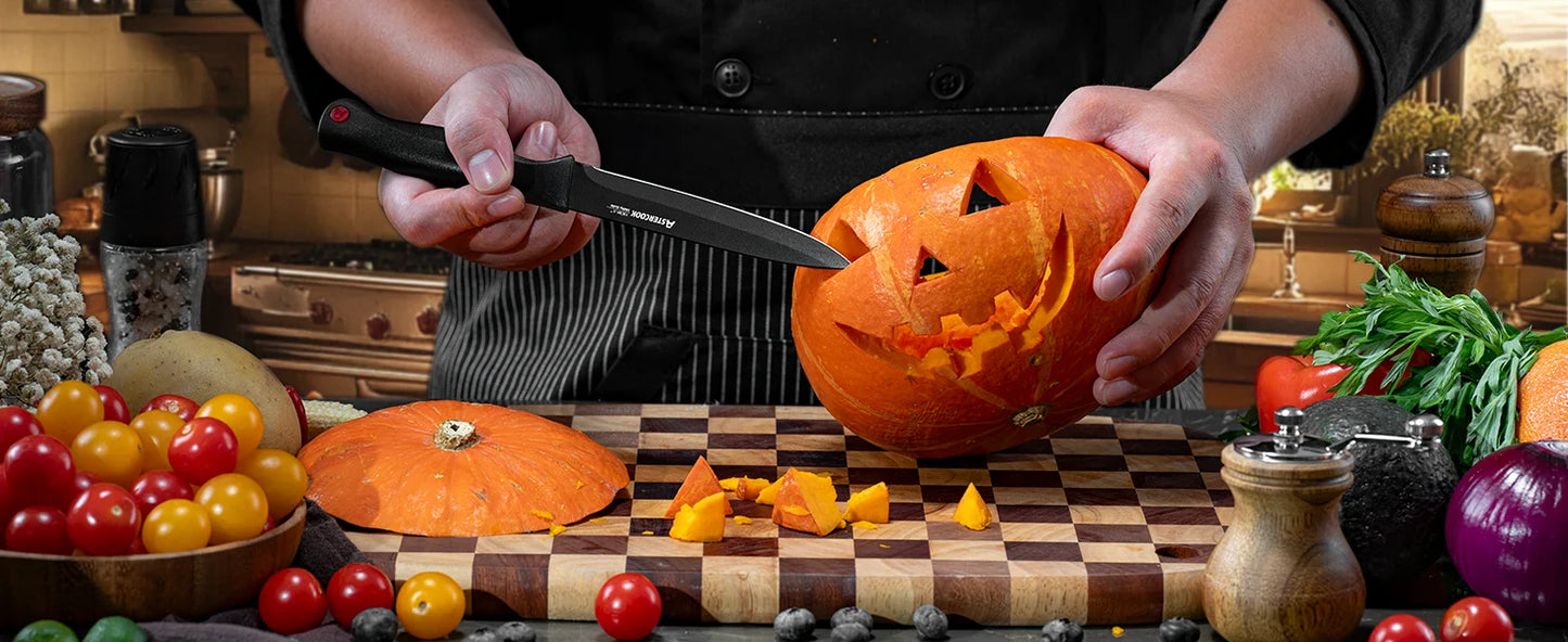 15PCS Astercook Knife Set - Built In Sharpener Block - German Stainless Steel - Dishwasher Safe