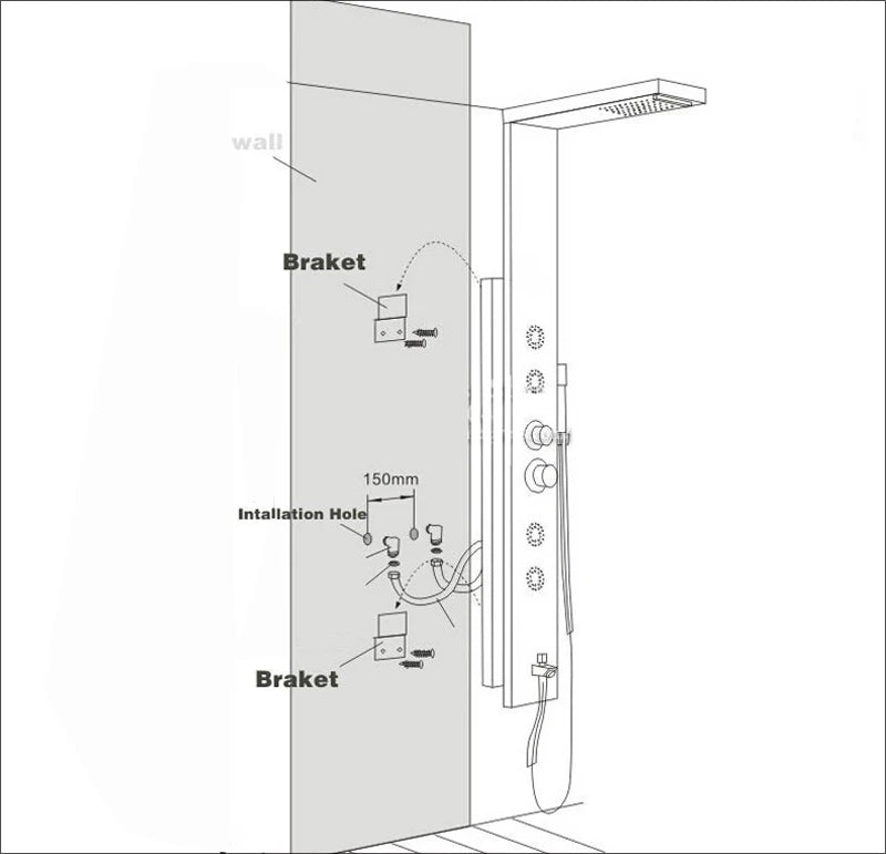 Luxury Bathroom Shower Faucet - LED Rainfall Shower Panel System - Massage Spa, Temperature w/Screen
