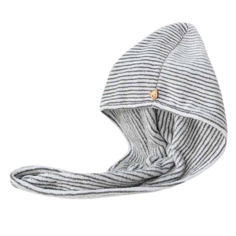 Bamboo/Charcoal Micro Fiber Hair Towel Wrap - Quick Dry Turban with Button - Absorbent & Anti-Frizz
