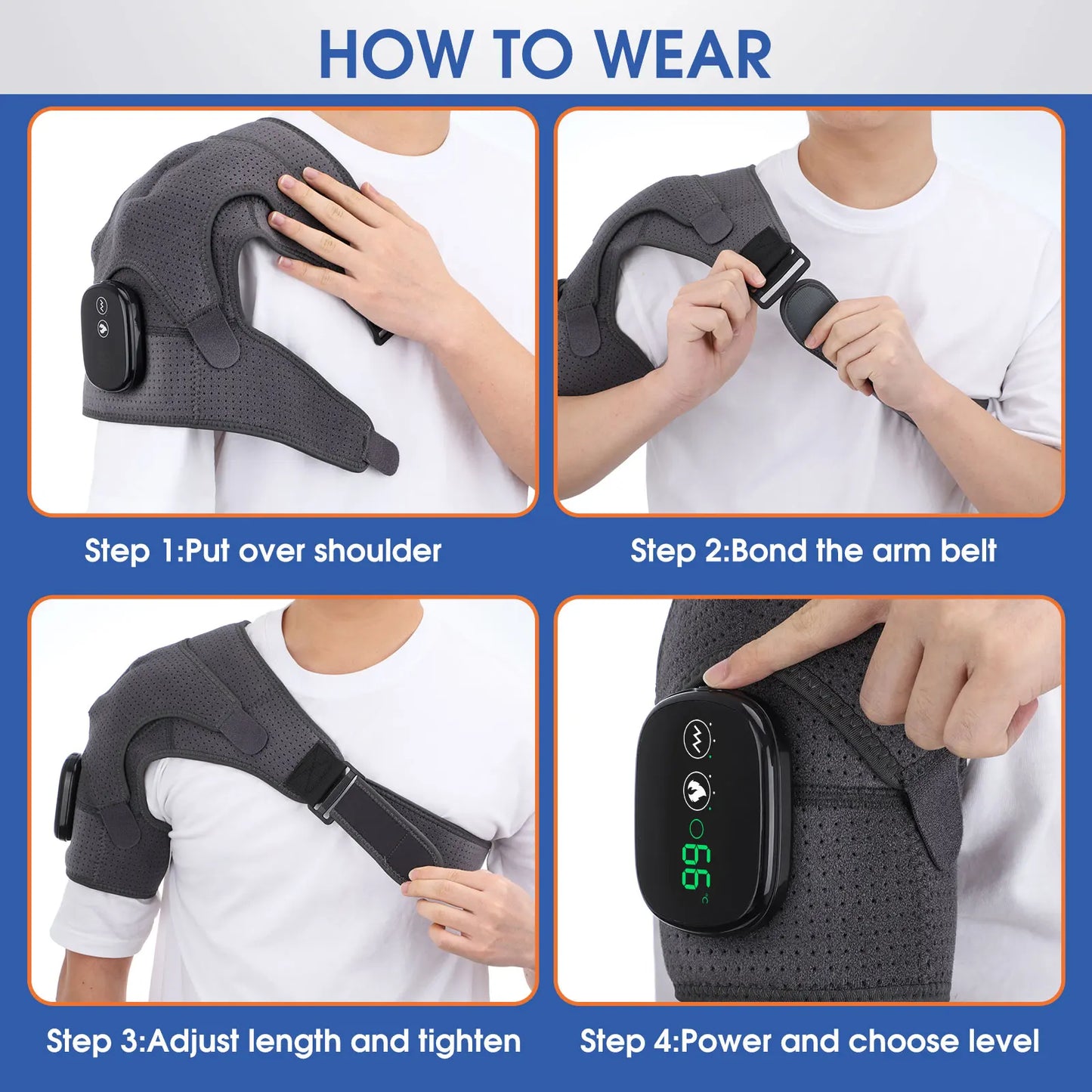 VIP Electric Shoulder Massager - Heating Pad - Vibration Massage - Support Belt - Shoulder Thermal Brace