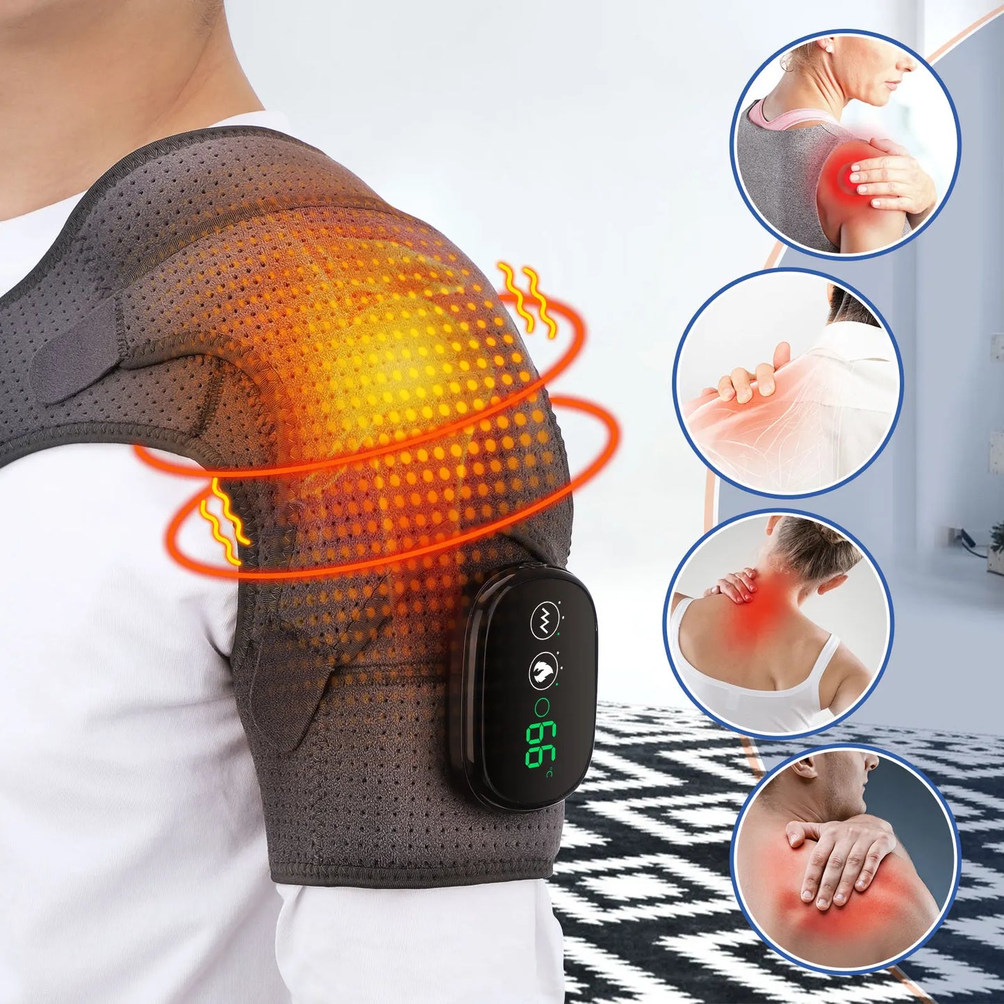 VIP Electric Shoulder Massager - Heating Pad - Vibration Massage - Support Belt - Shoulder Thermal Brace