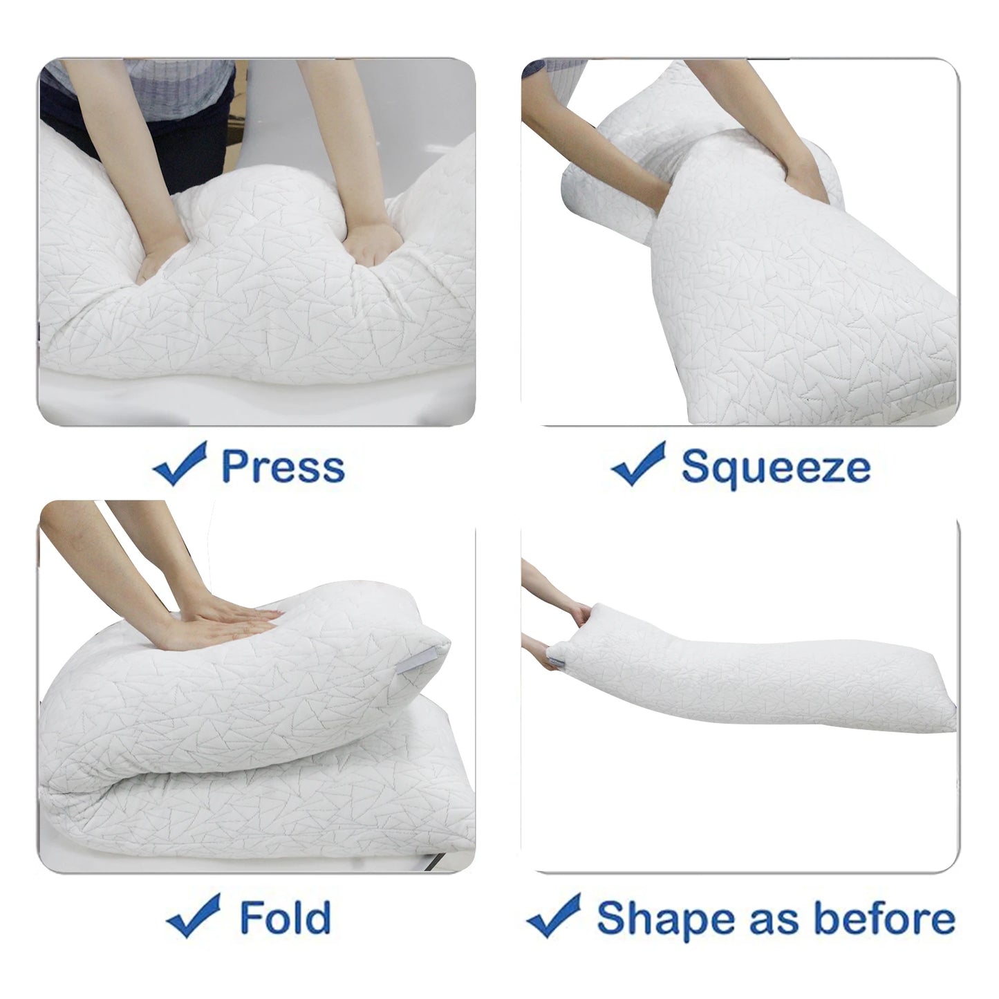 Memory Foam Body Pillow - Fluffy Body Pillows for Adults - Large Long Bed Pillows for Sleeping - 20x54 inch, White