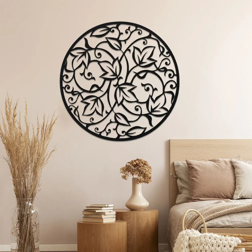 Elegant Black Metal Mandala Wall Art - Indoor/Outdoor Iron Mural