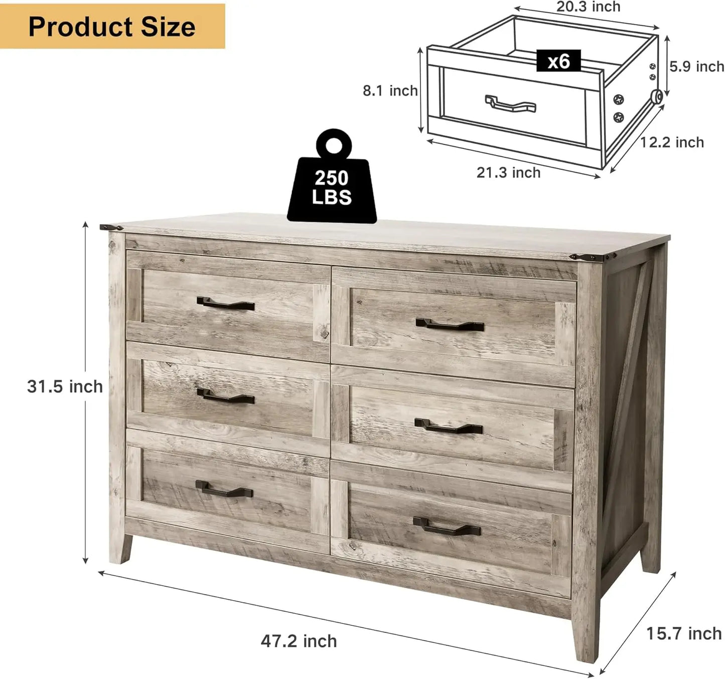 4PCS Farmhouse Dresser Set - Dresser, Chest Of Drawers and Nightstand Sets - Rustic Wooden Dresser Set