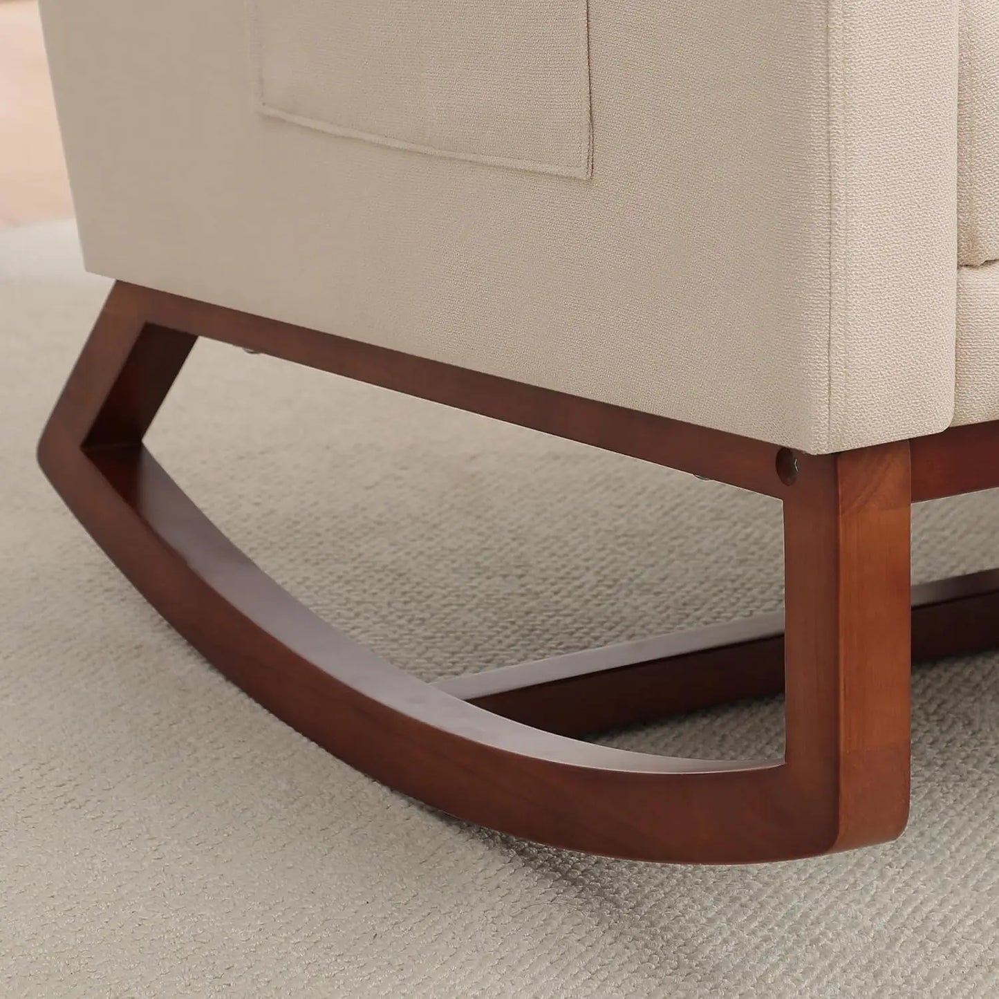 Rocking Chair with Foot Rest - Wingback Nursery Rocking Chair - Teddy Nursing Rocker Chair with Pillow