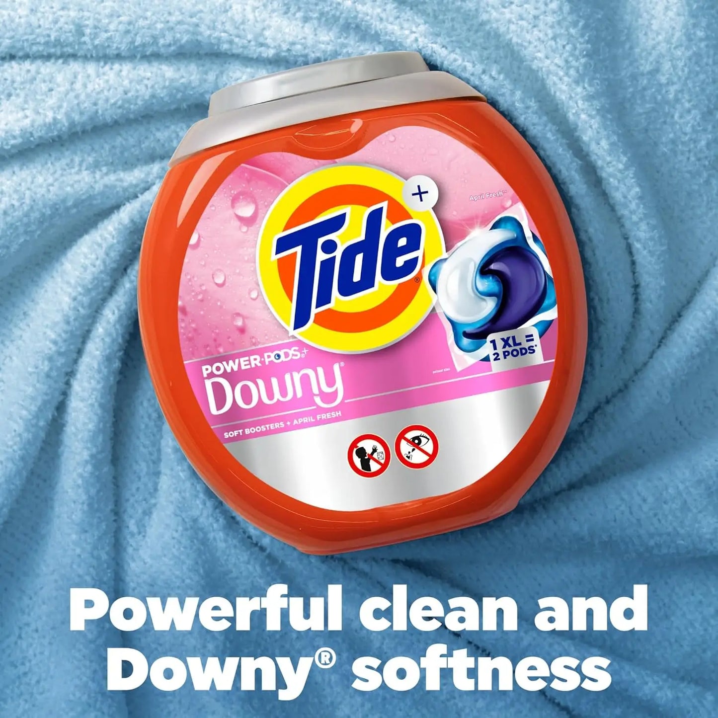 Tide Power XL PODs 2-in-1 Laundry Detergent Pods with Downy Soft Boosters - Lasting Freshness with April Fresh Scent - 18/45/63 Count