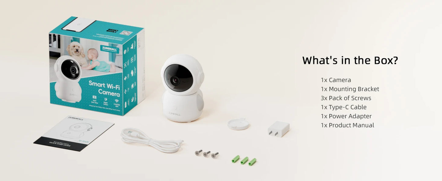 Wireless Security Camera - 5G/2.4G WiFi - Baby/Elderly/Pet Monitor w/ Camera and Audio - One-Click Call - Auto Tracking - Cry/PIR/AI