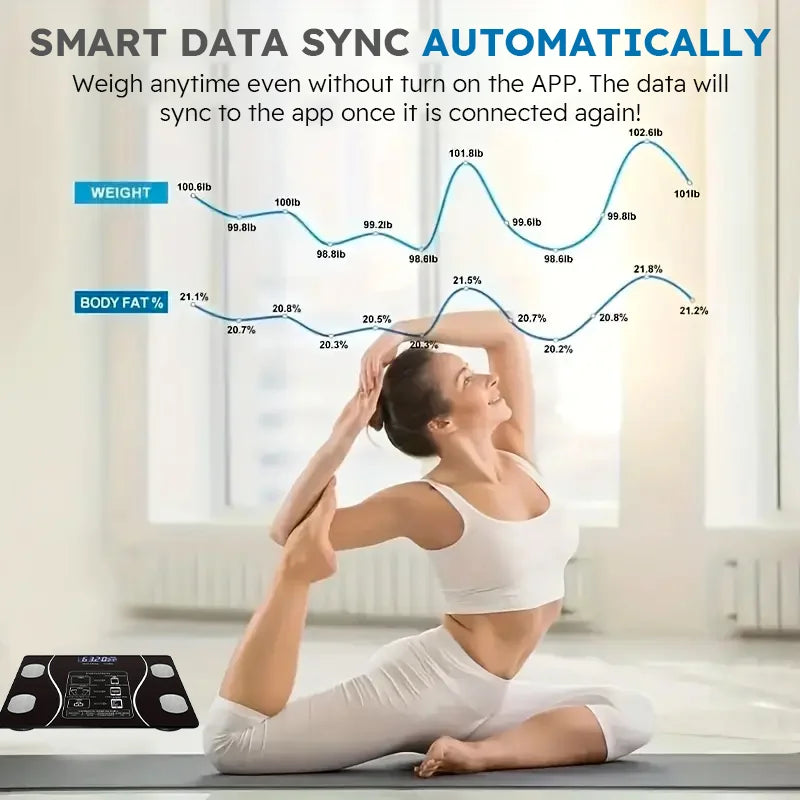 Smart Body Fat Scale - Wireless LED Digital - Bathroom Weight Scale - Body Composition Analyzer
