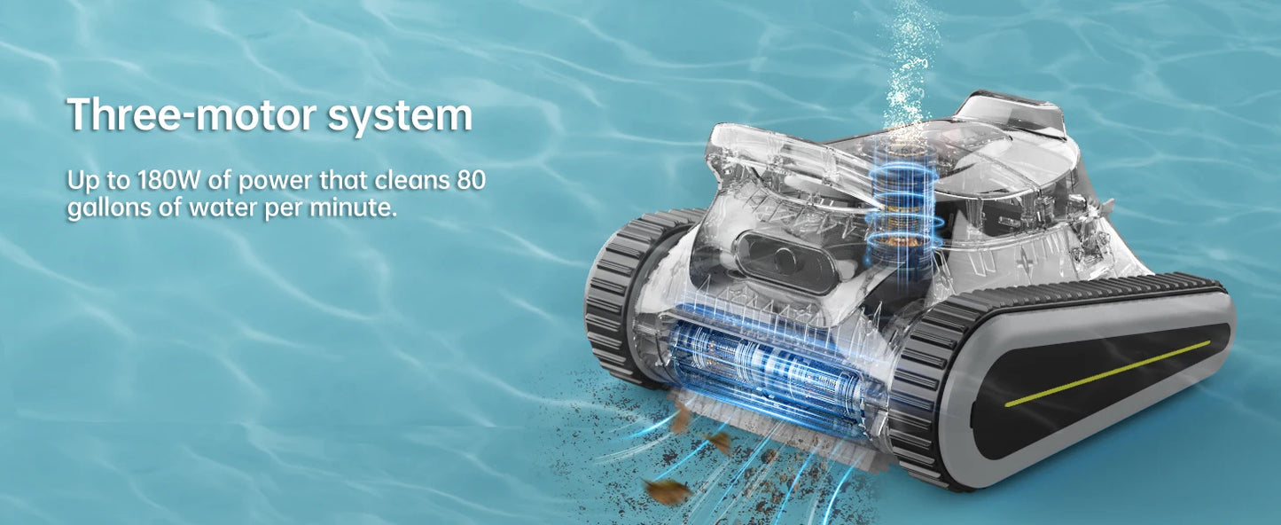 (2025 New) Seauto Crab Pro Cordless Robotic Cleaner - For Inground Pools Up To 2000 Sq.ft, & Waterline Cleaning Vacuum