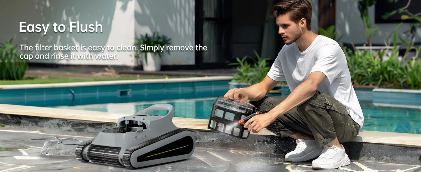 (2025 New) Seauto Crab Pro Cordless Robotic Cleaner - For Inground Pools Up To 2000 Sq.ft, & Waterline Cleaning Vacuum