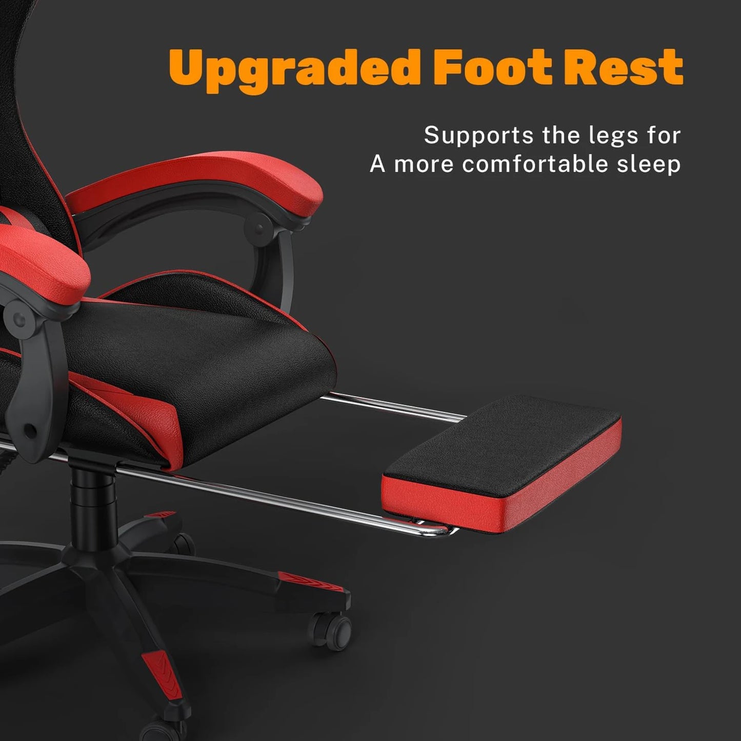 Ergonomic Gaming Chair with Footrest & Lumbar Cushion, Headrest, Height Adjustable Computer Chair