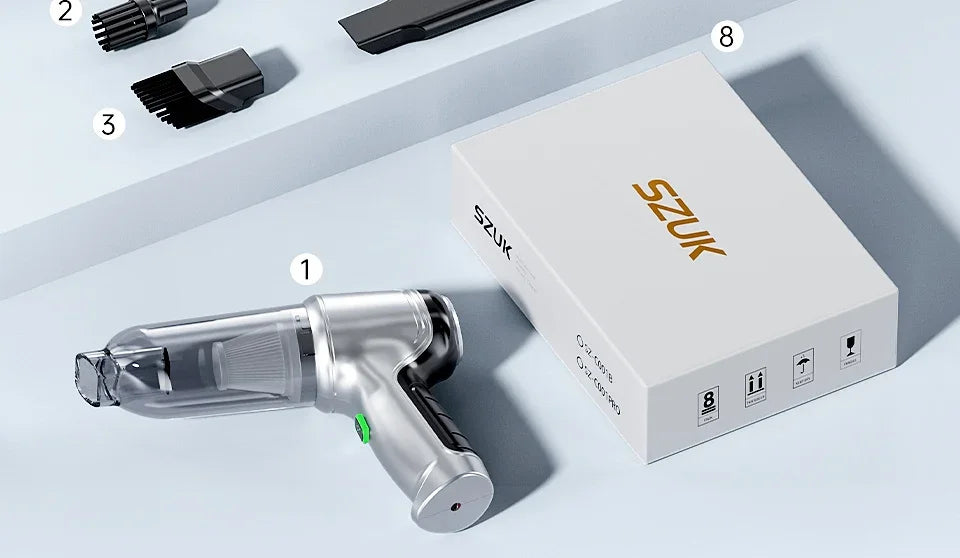 New Mini Portable Car Vacuum Cleaner - Powerful Handheld Wireless Cleaner with One Click Dust Removal