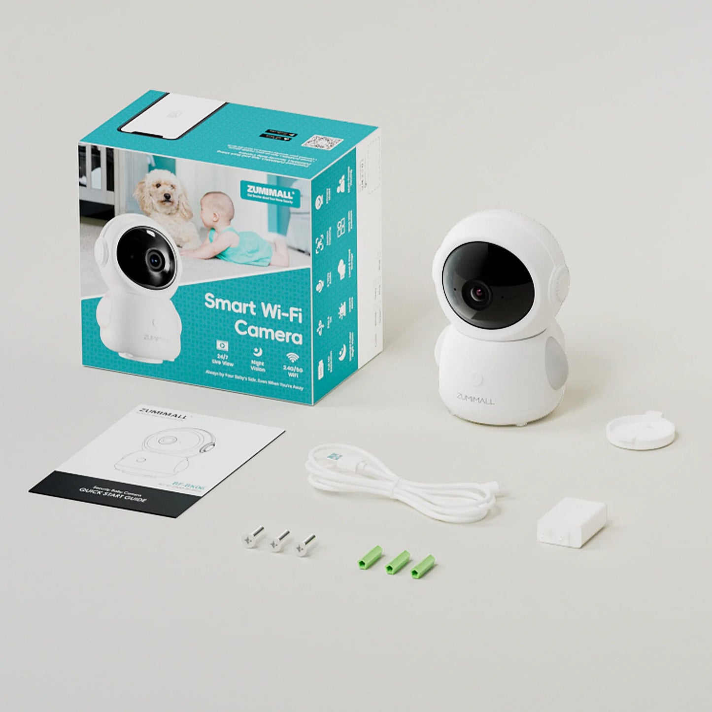 Wireless Security Camera - 5G/2.4G WiFi - Baby/Elderly/Pet Monitor w/ Camera and Audio - One-Click Call - Auto Tracking - Cry/PIR/AI
