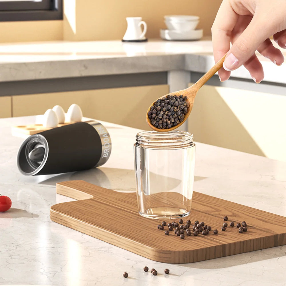 1 or 2pcs Gravity Electric Salt And Pepper Grinder Set - Battery Powered - LED Light - One HandAutomatic Operation