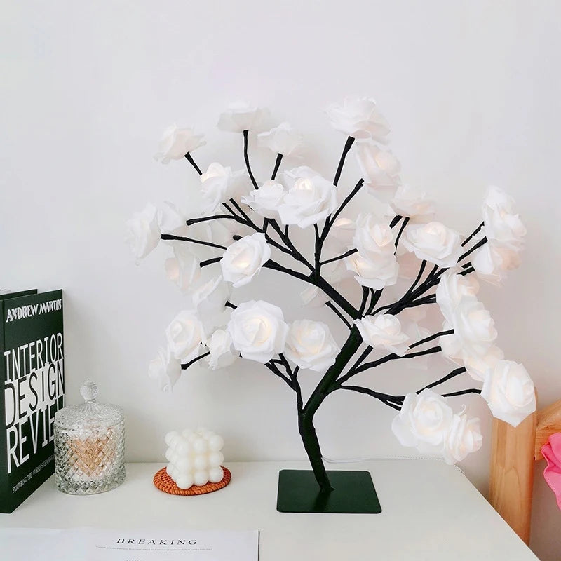 LED Rose Tree Lights 24LEDs - USB Operated Table Lamp - Atmosphere Lighting - Wedding Party Gift, Mother's Day, V-Day & Just Because