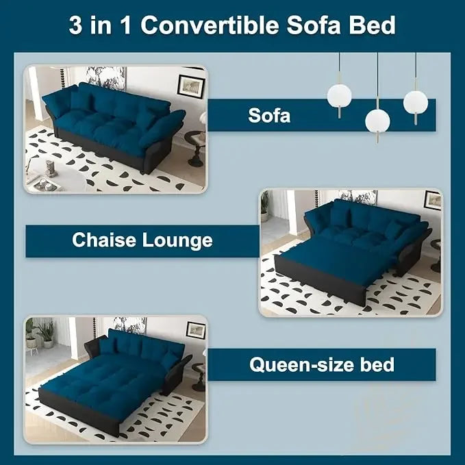 74.8" Queen Pull Out Sofa Bed, 3 in 1 Convertible Sleeper Sofa