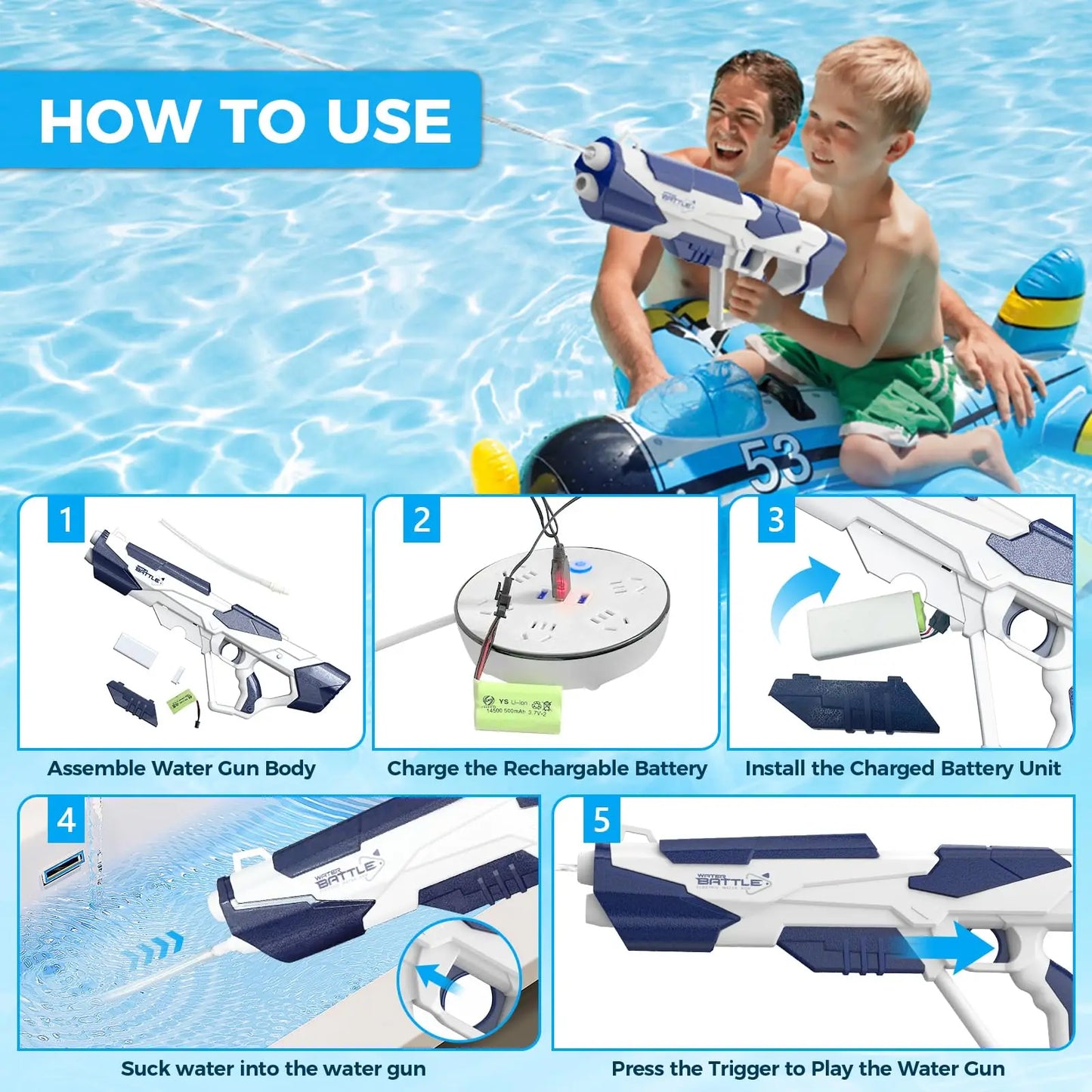 Electric Squirt Space Gun - Kids - Grown Kids - Pool - Beach - Outdoor Party