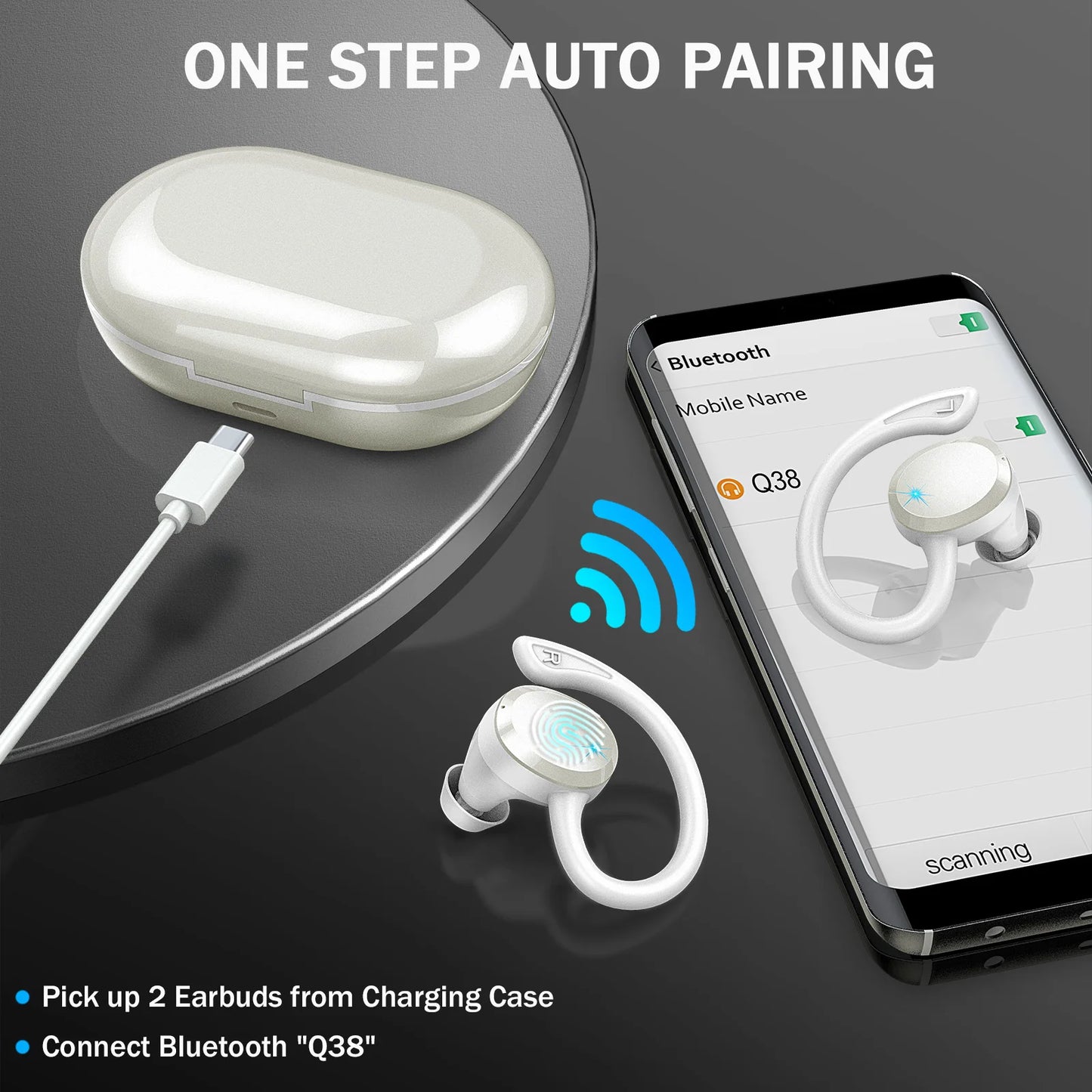 Wireless Earbuds - Bluetooth 5.3 Earbuds - Stereo Bass - In-Ear - Noise Cancelling Mic - Earphones IP7 Waterproof Sports - 40H Playback.