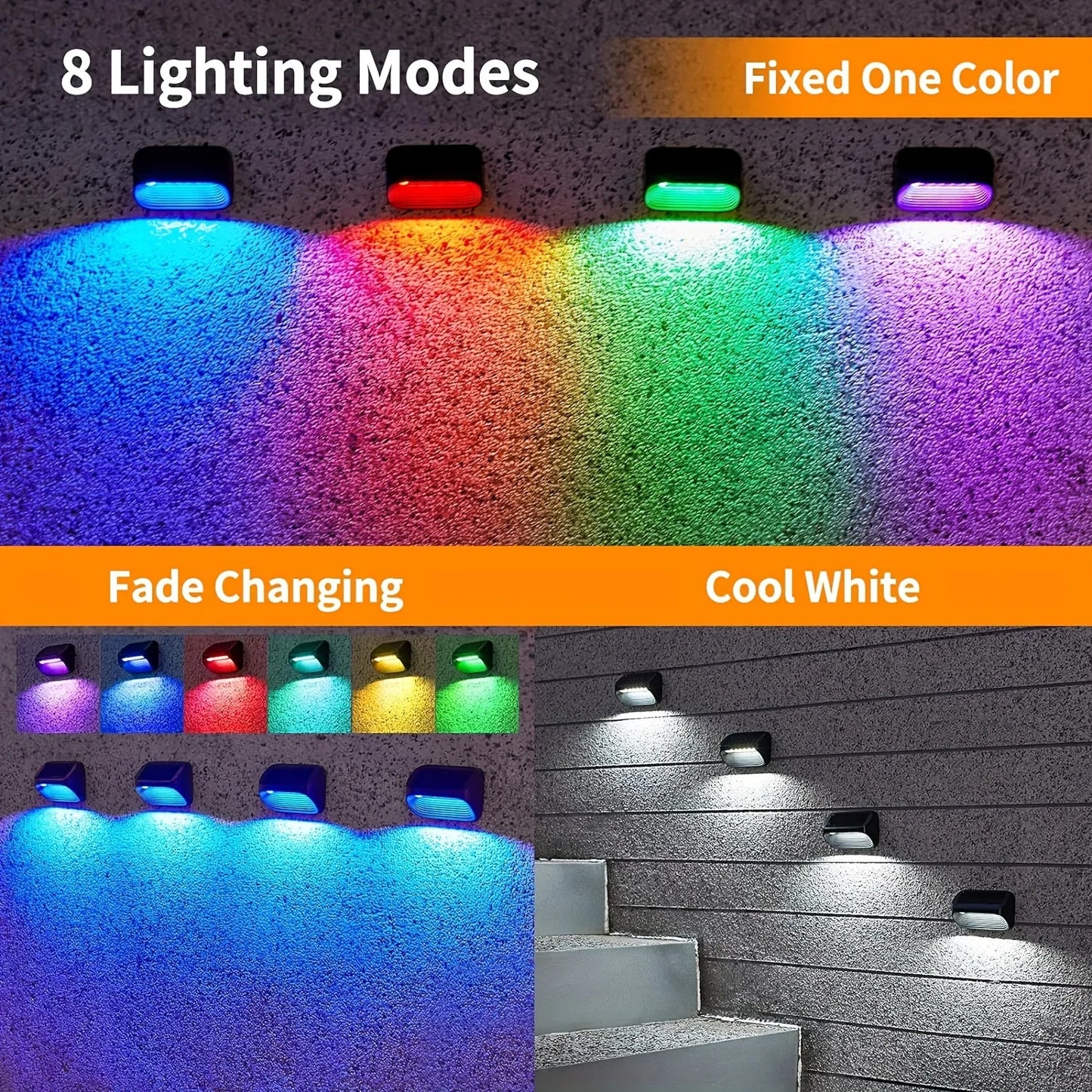 6/12 Pack Fence Solar Powered Lights - Auto On/Off - Solar Deck Lights for Outside - Yard - Fence - Deck - Wall - Patio
