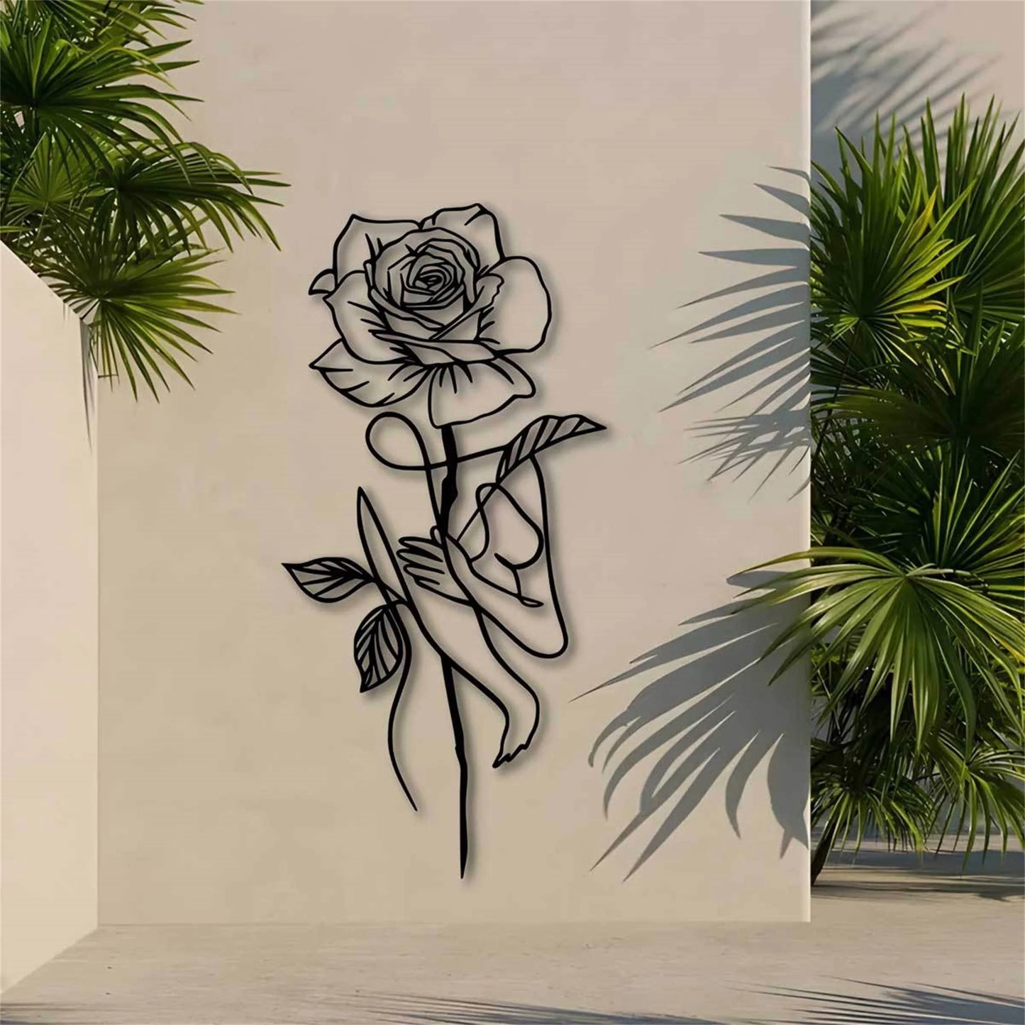 Black Metal Rose for Wall Decor - 3D Flower