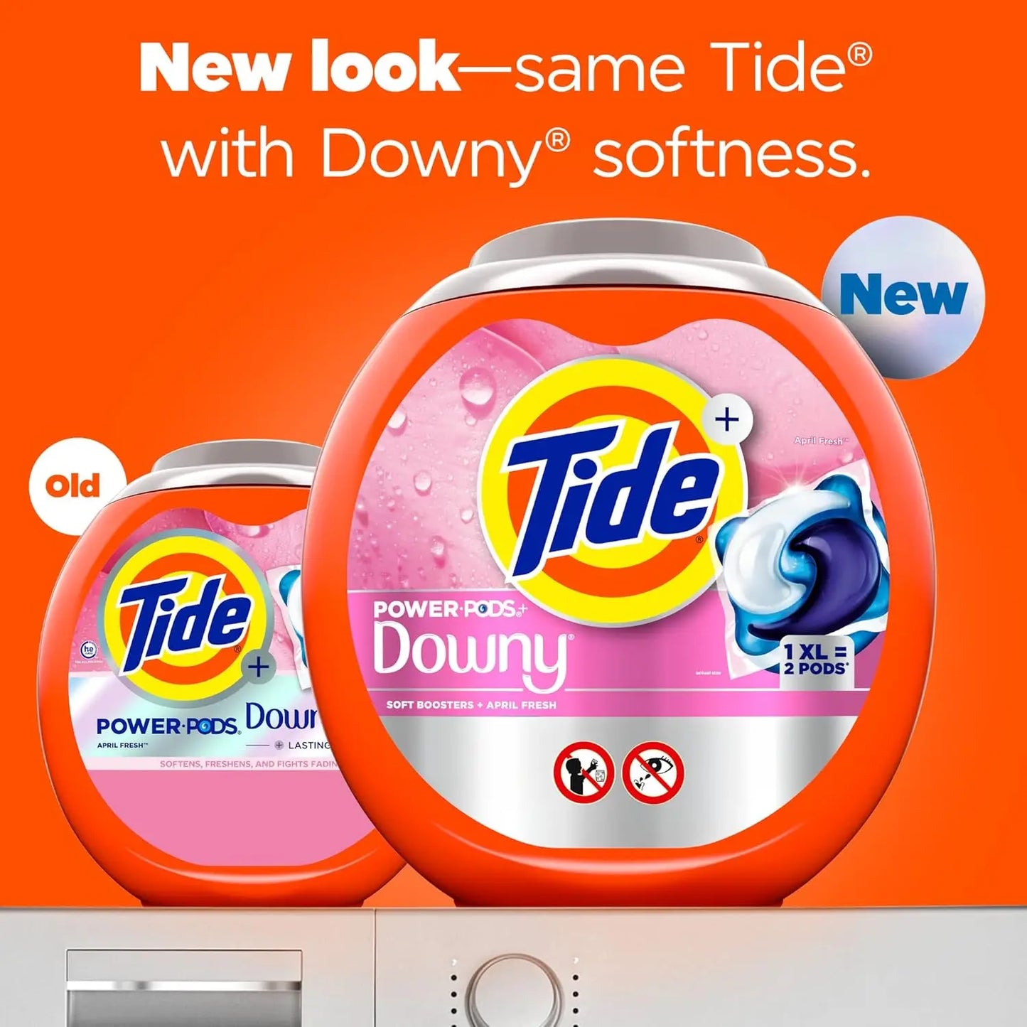 Tide Power XL PODs 2-in-1 Laundry Detergent Pods with Downy Soft Boosters - Lasting Freshness with April Fresh Scent - 18/45/63 Count
