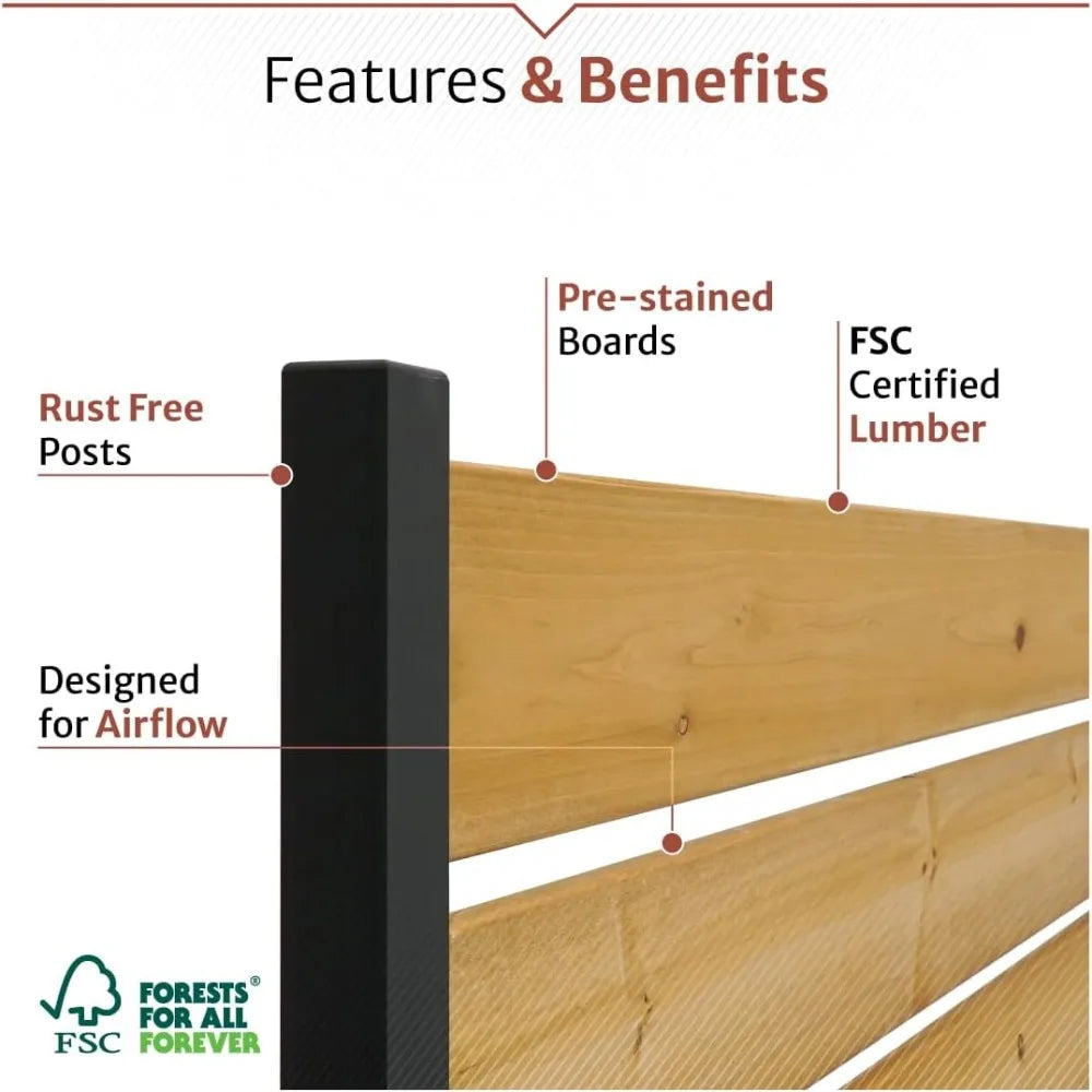 No Dig Concord Cedar Wood Privacy Screen - Great to Hide Trash Cans, AC, Decorative Patio Privacy Screen, Outdoor Privacy