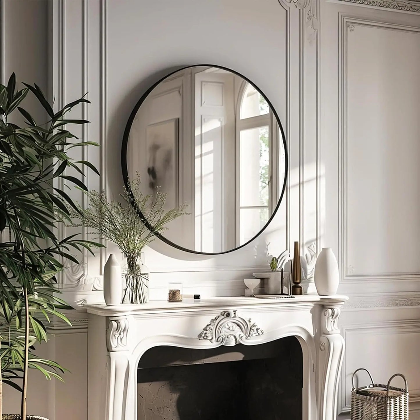 Black Round Mirror - 24 inch