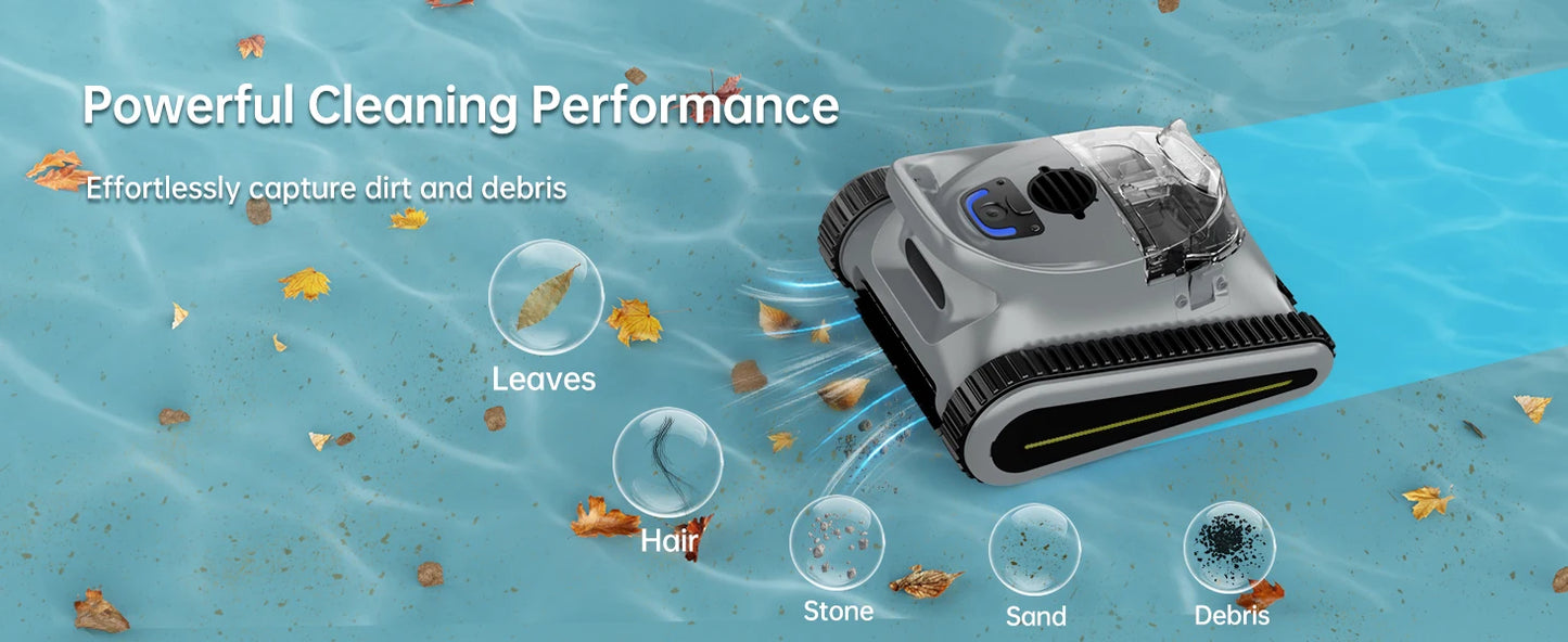 (2025 New) Seauto Crab Pro Cordless Robotic Cleaner - For Inground Pools Up To 2000 Sq.ft, & Waterline Cleaning Vacuum