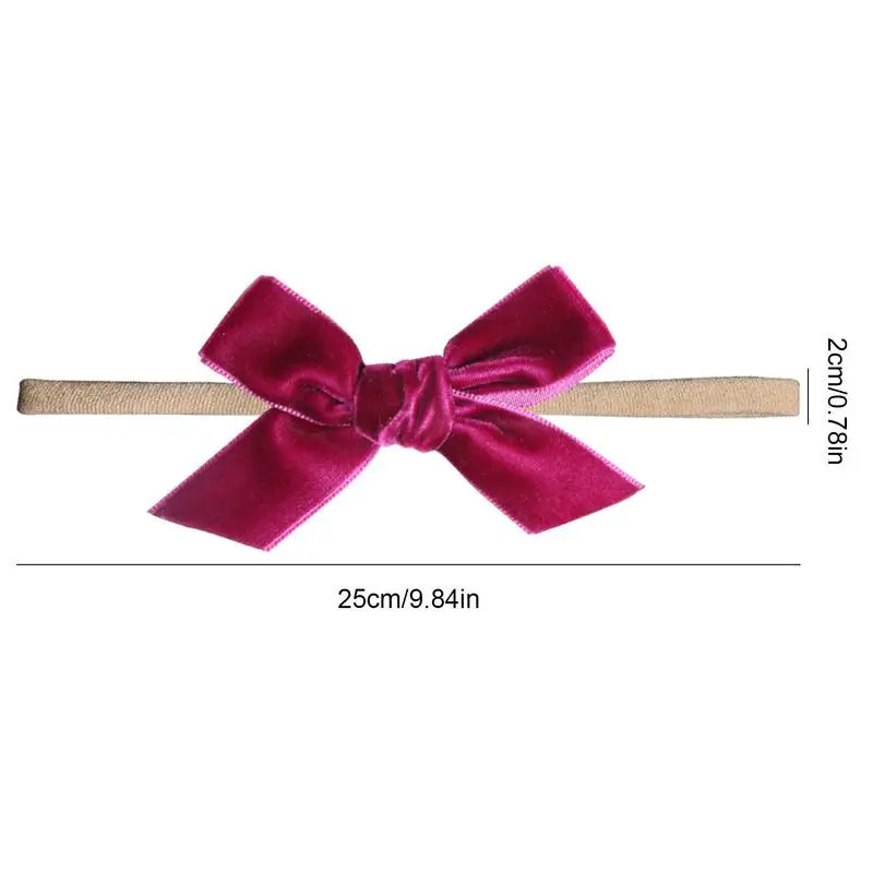 Baby Nylon Headband Bows - 10 Pieces - Handmade Tied Bow For Little Ones & Toddlers - Comfortable, Soft & Stretchy