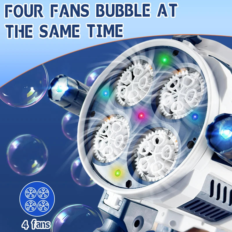 Rechargeable Automatic Bubble Machine Gun, No Drip With Colorful Lights, 10K+ Bubbles