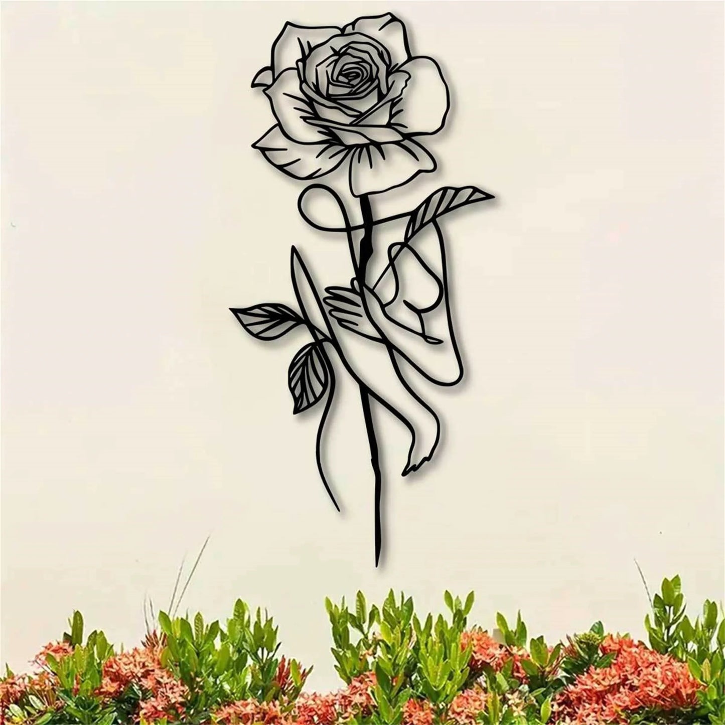 Black Metal Rose for Wall Decor - 3D Flower