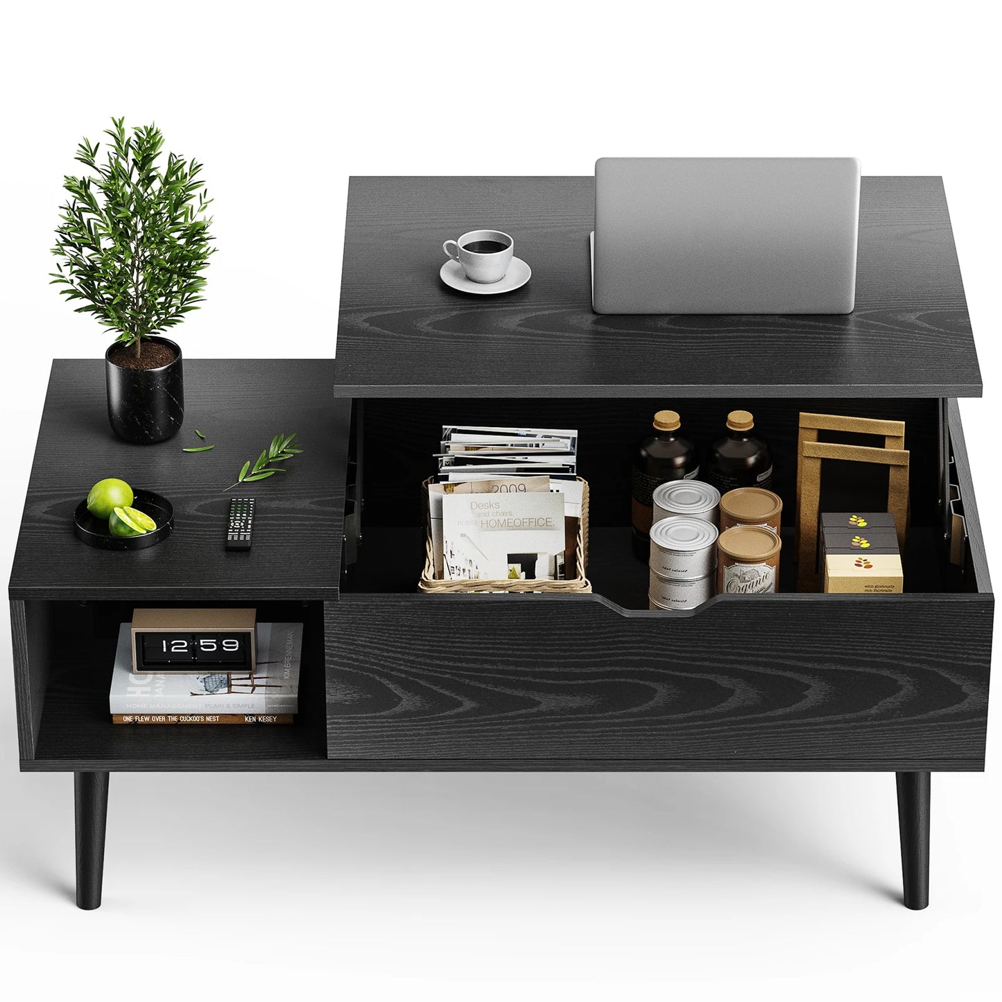 Wooden Lift Top Coffee Tables For Living Room 39.37"x19.7" W/ Storage