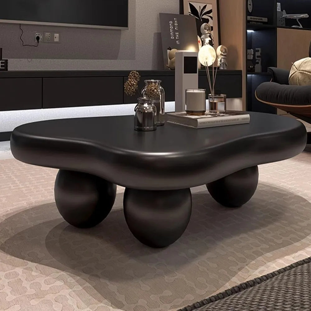 Modern Coffee Table - Abstract Cloud Shape - Low Coffee Table Irregular Indoor Tea Table with 3 Oval Leg for Living Room (47in) Office