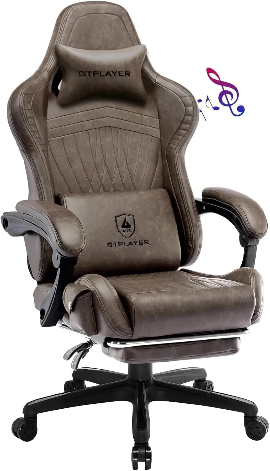 Gaming Chair - Computer Chair with Footrest and Bluetooth Speakers - High Back Ergonomic Chair