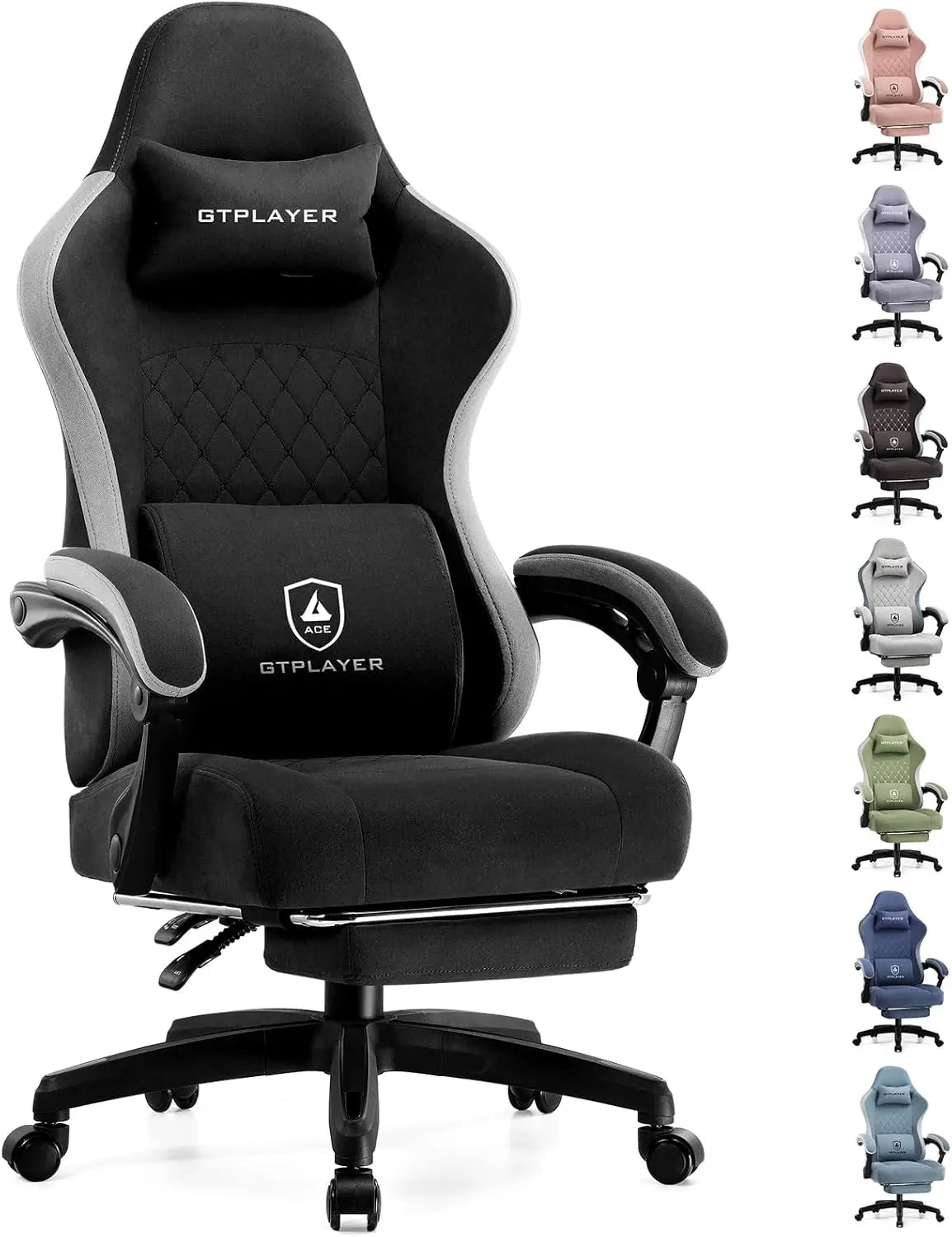 GTPLAYER Gaming Chair, Computer Office Chair with Pocket Spring Cushion, Linkage Armrests and Footrest, High Back Ergonomic Chair