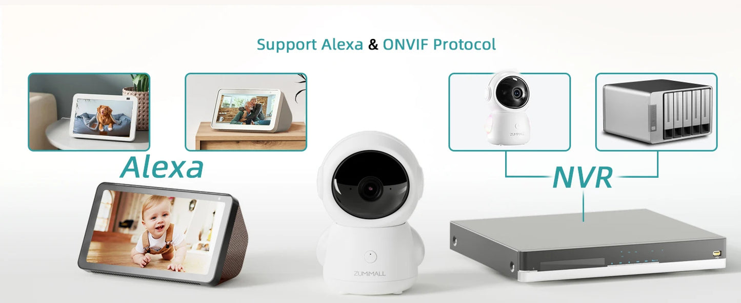 Wireless Security Camera - 5G/2.4G WiFi - Baby/Elderly/Pet Monitor w/ Camera and Audio - One-Click Call - Auto Tracking - Cry/PIR/AI