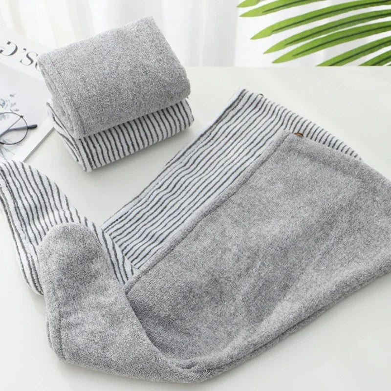 Bamboo/Charcoal Micro Fiber Hair Towel Wrap - Quick Dry Turban with Button - Absorbent & Anti-Frizz