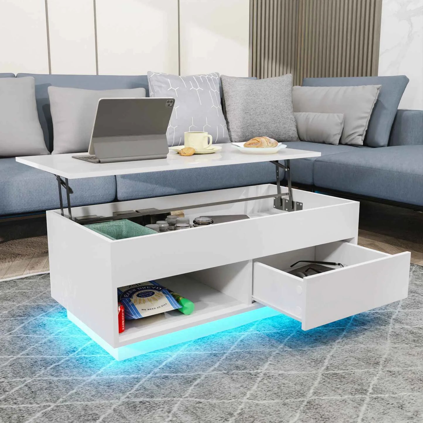LED Lift Coffee Table - The Ultimate Modern Furniture - Height Adjustment and Sleek Design