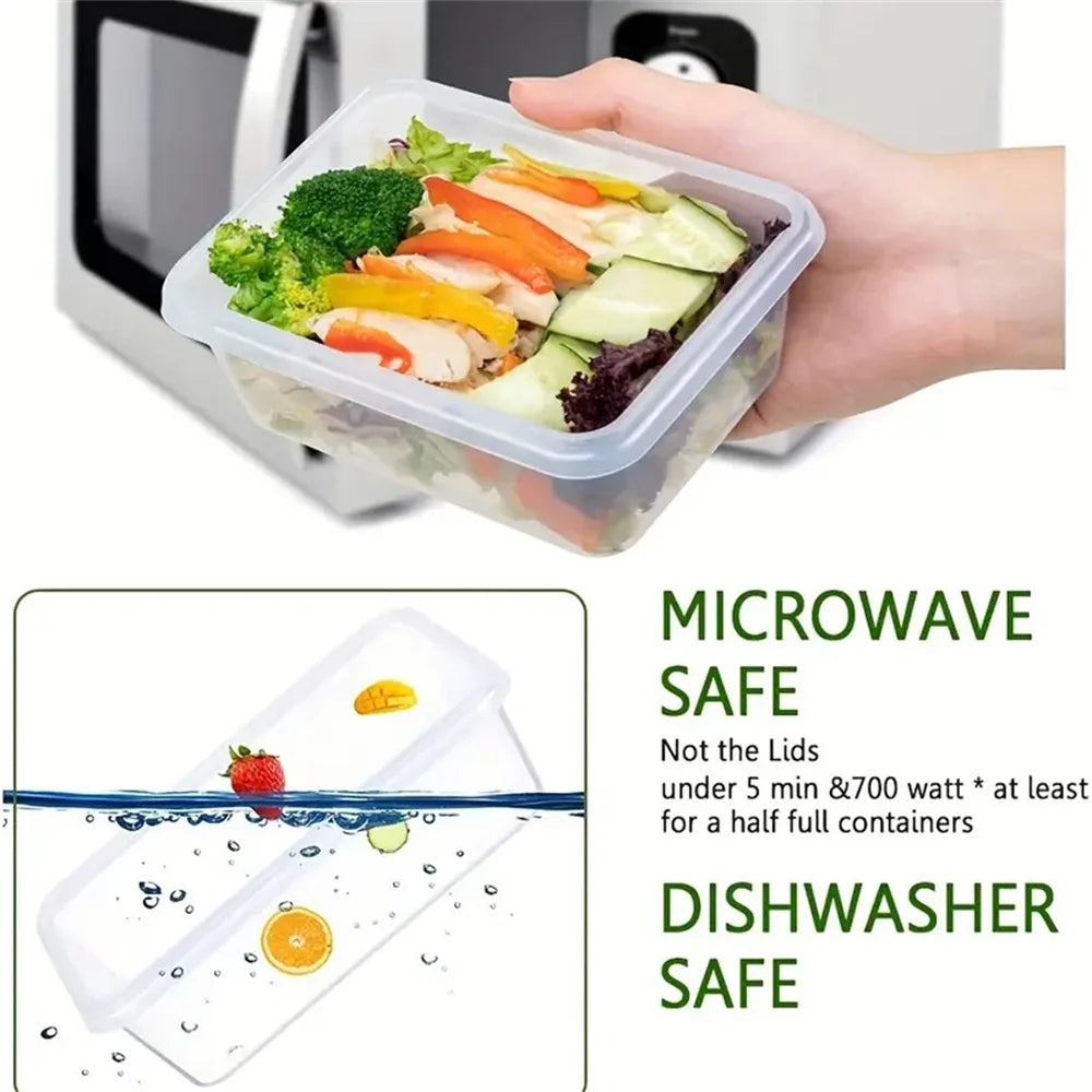 Kitchen Storage Container Set - 24 Pcs - Dishwasher Safe - Reusable Plastic Bins with Flip Lids - Fruits, Vegetables & Meats