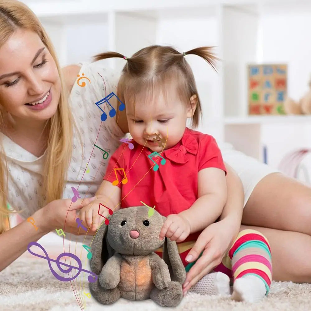 Plush Breathing Bunny Doll For Comfort - Peaceful Music To Relieve Tension & Anxiety & Baby Bunny Also Consoles At Sleepy Time