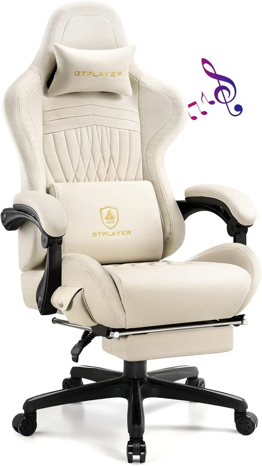 Gaming Chair - Computer Chair with Footrest and Bluetooth Speakers - High Back Ergonomic Chair