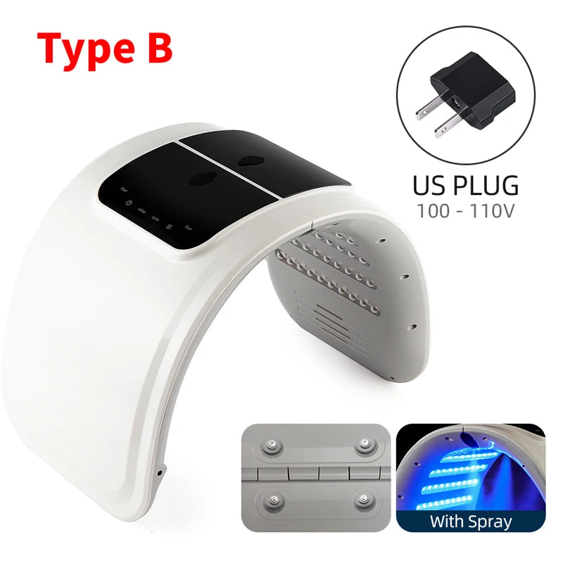 Photon LED Face Mask - 7 Light Colors - Nano Spray - Beauty Machine, Deep Moisturize, Skin Care, Home Use, LED Beauty Mask