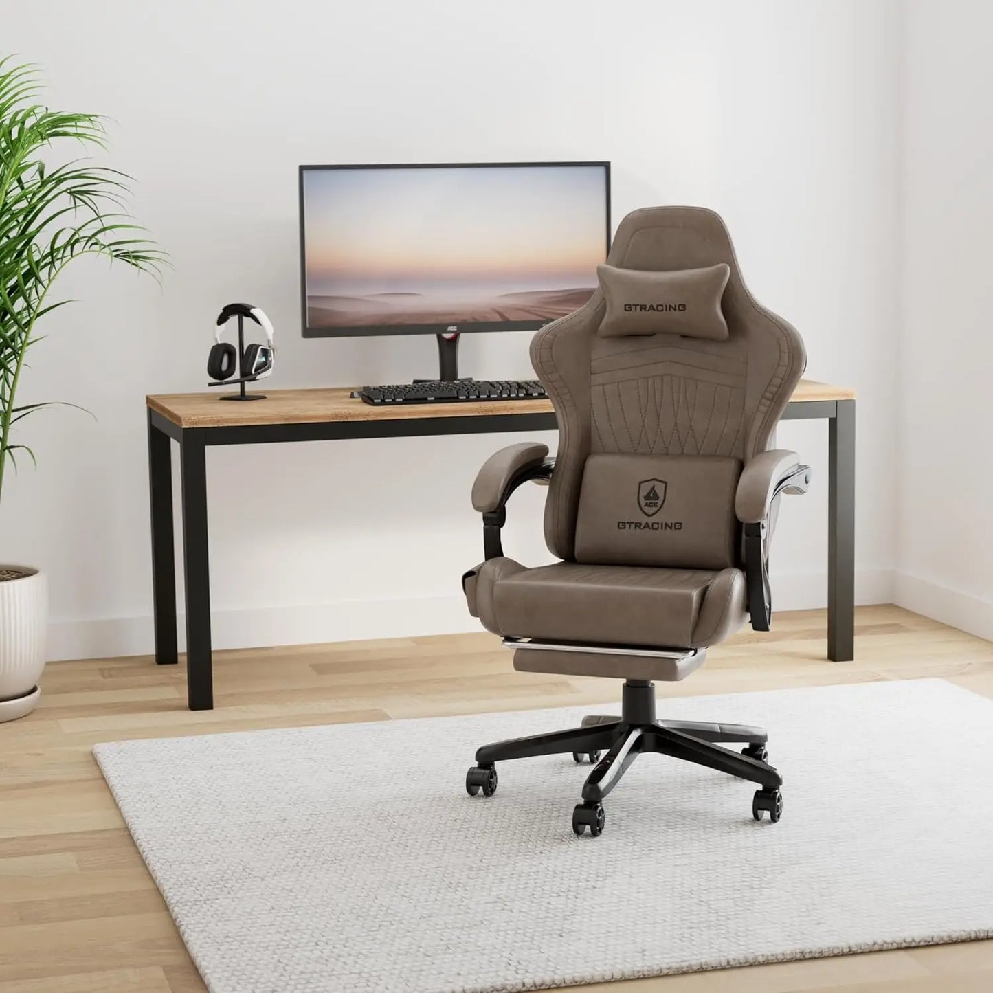 Gaming Chair - Computer Chair with Footrest and Bluetooth Speakers - High Back Ergonomic Chair