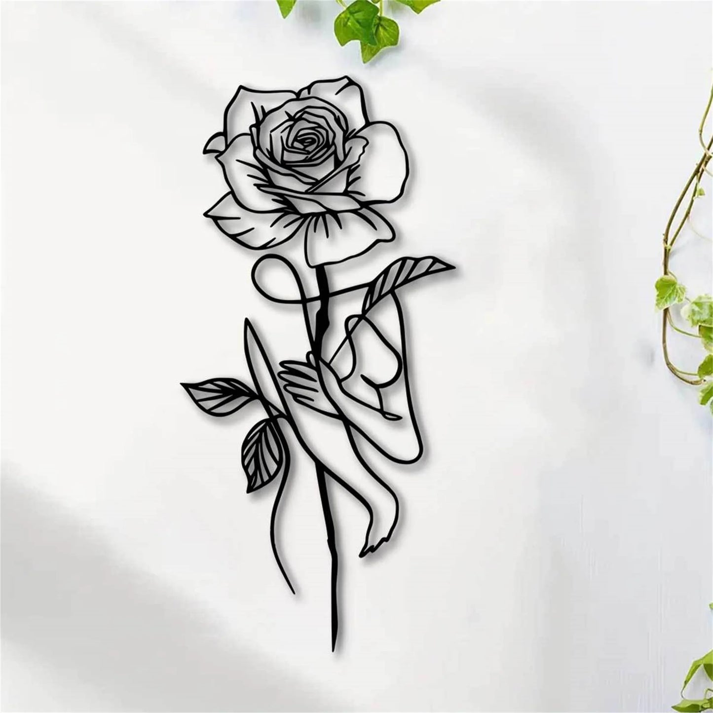 Black Metal Rose for Wall Decor - 3D Flower