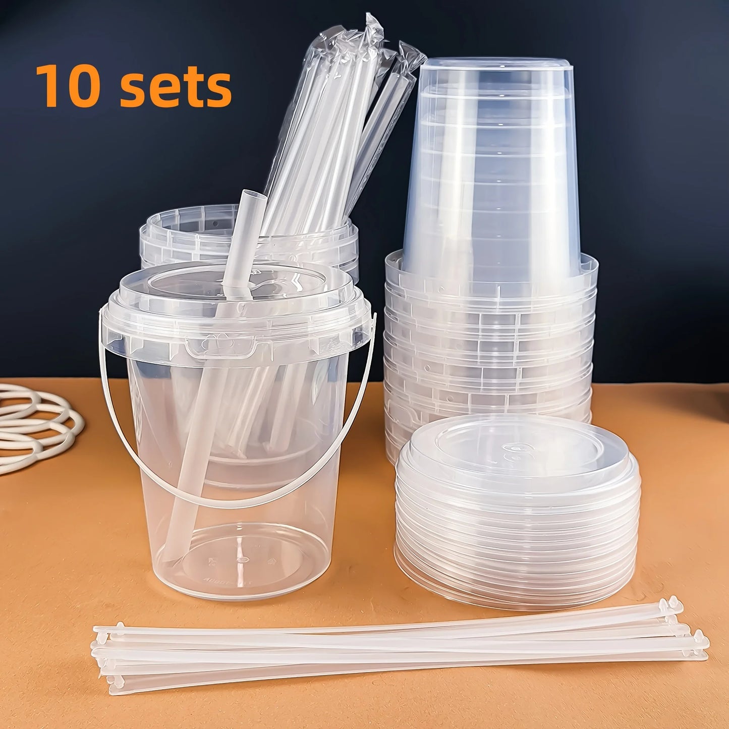 10pcs 33.81oz Large Plastic Cups with Lids & Straws - Reusable, Bpa-Free. Beverage Tumblers for Iced Drinks