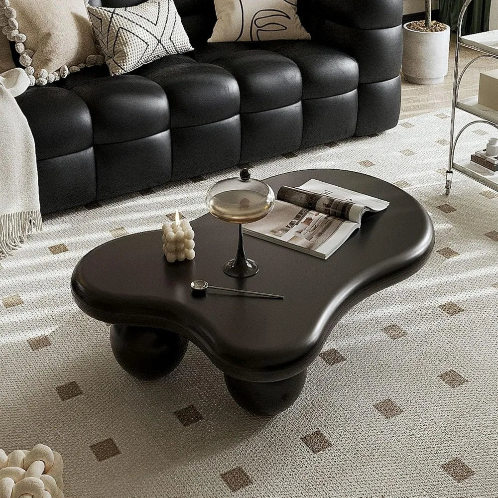Modern Coffee Table - Abstract Cloud Shape - Low Coffee Table Irregular Indoor Tea Table with 3 Oval Leg for Living Room (47in) Office