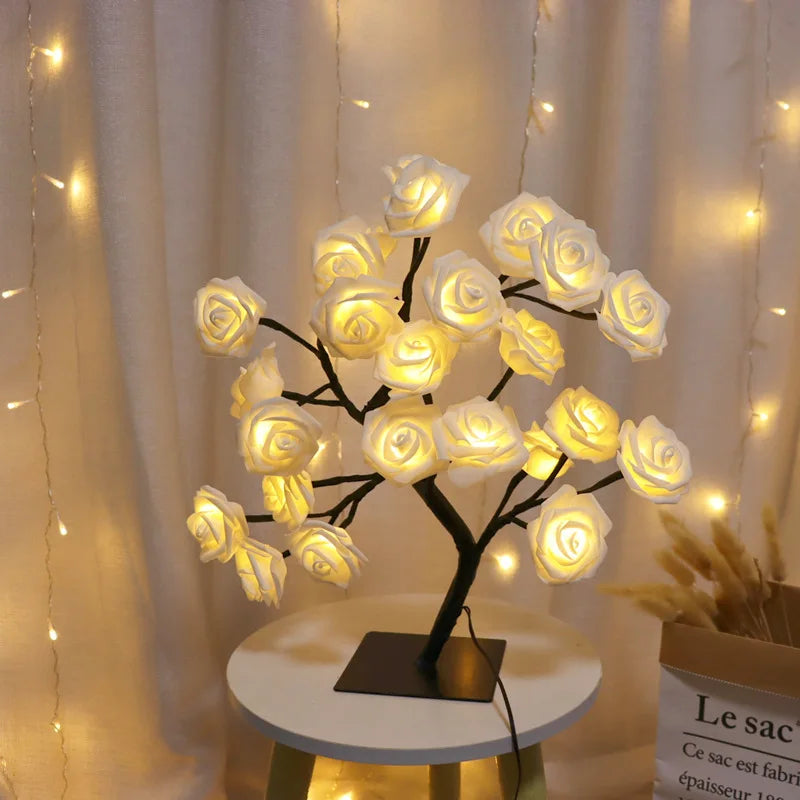 LED Rose Tree Lights 24LEDs - USB Operated Table Lamp - Atmosphere Lighting - Wedding Party Gift, Mother's Day, V-Day & Just Because