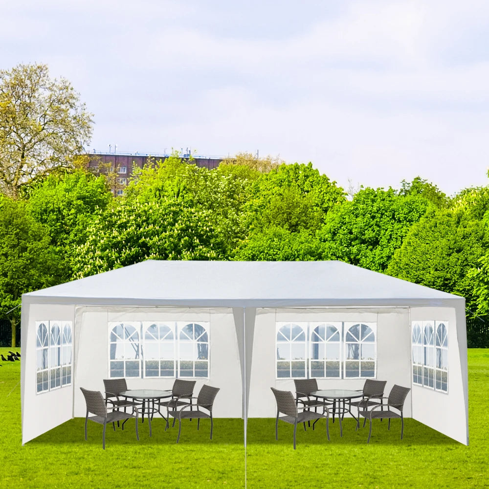 10'x20' Outdoor Party Tent with 4 Removable Sidewalls, Waterproof Canopy, Patio, Wedding, Gazebo, WHITE